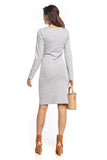 Knit Sweatshirt Dress with Envelope Front and Long Sleeves