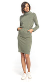 Sporty Midi Dress with Long Sleeves and Turtleneck