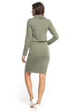 Sporty Midi Dress with Long Sleeves and Turtleneck
