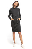 Sporty Midi Dress with Long Sleeves and Turtleneck