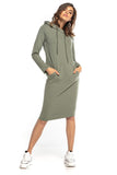 Cozy Hooded Fitted Dress with Kangaroo Pocket