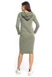 Cozy Hooded Fitted Dress with Kangaroo Pocket