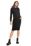 Hooded Fitted Sweatshirt Dress with Kangaroo Pocket