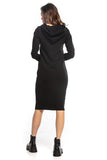 Hooded Fitted Sweatshirt Dress with Kangaroo Pocket