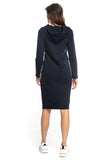 Hooded Fitted Dress with Kangaroo Pocket, Long Sleeves
