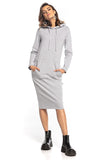 Cozy Hooded Fitted Sweatshirt Dress with Kangaroo Pocket
