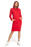 Hooded Fitted Sweatshirt Dress with Kangaroo Pocket