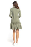 Sporty Midi Dress with Turtleneck and Frill Hem