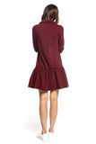 Sporty Midi Dress with Turtleneck and Frill Detail