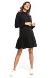 Sporty Midi Dress with Turtleneck and Frill Hem