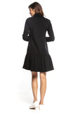 Sporty Midi Dress with Turtleneck and Frill Hem