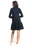 Sporty Midi Dress with Turtleneck and Frill Hem