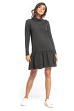 Sporty Midi Dress with Turtleneck and Frill Hem