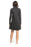 Sporty Midi Dress with Turtleneck and Frill Hem