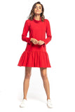 Sporty Midi Dress with Turtleneck and Frill Hem