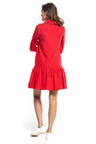 Sporty Midi Dress with Turtleneck and Frill Hem