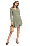Sporty Midi Dress with Frill Hem and Long Sleeves