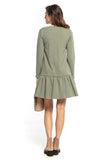 Sporty Midi Dress with Frill Hem and Long Sleeves