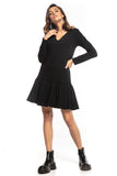 Sporty Midi Dress with Frill and Long Sleeves