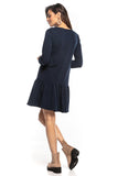 Loose-Fitting Sporty Midi Dress with Frill Hem and Long Sleeves