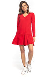 Sporty Midi Dress with Frill and Scoop Neckline