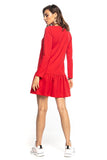 Sporty Midi Dress with Frill and Scoop Neckline