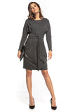 Elegant Kimono-Style Midi Dress with Tie Belt