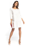 Flared Mini Dress with Ruffles and 3/4 Sleeves