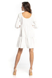 Flared Mini Dress with Ruffles and 3/4 Sleeves