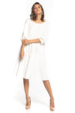 Ruffled Bouffant Sleeve Dress with Boat Neckline