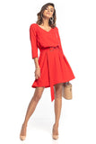 Trapeze Dress with 3/4 Sleeves and Decorative Belt