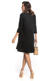 Trapeze Dress with 3/4 Sleeves and Decorative Belt