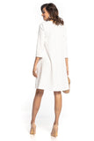 Elegant Trapeze Dress with 3/4 Sleeves & Decorative Belt