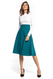 High-Waisted Midi Skirt with Decorative Zipper