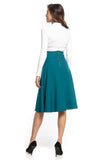 High-Waisted Midi Skirt with Decorative Zipper