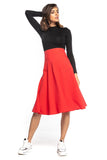 High-Waisted Midi Skirt with Decorative Zipper