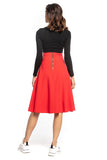 High-Waisted Midi Skirt with Decorative Zipper