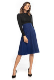 High-Waist Midi Skirt with Decorative Zipper