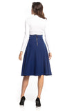High-Waist Midi Skirt with Decorative Zipper