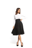 High-Waisted Midi Skirt with Decorative Zipper