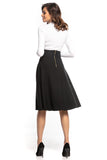 High-Waisted Midi Skirt with Decorative Zipper