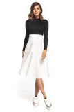 High-Waisted Midi Skirt with Decorative Zipper