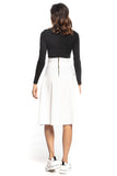 High-Waisted Midi Skirt with Decorative Zipper