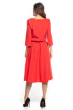 Elegant Asymmetrical Midi Dress with 3/4 Sleeves