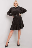 Loose Fit Velour Dress with Hood and Ruffle Hem