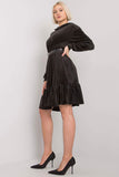Loose Fit Velour Dress with Hood and Ruffle Hem