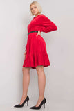 Loose Fit Velour Dress with Hood and Ruffle Detail
