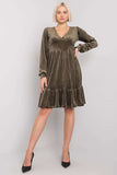 Long Sleeve Velour Dress with Frill Hem for Any Occasion