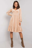 Long Sleeve Velour Dress with Frill Hem for Any Occasion