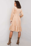 Long Sleeve Velour Dress with Frill Hem for Any Occasion
